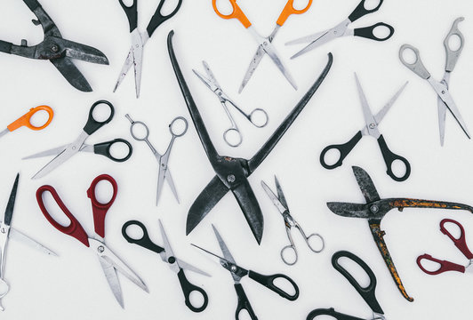A collection of various different types of scissors