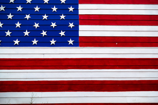 American Flag on a wooden wall