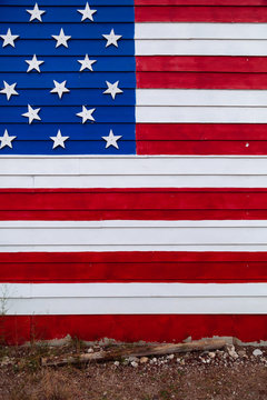 American Flag on a Wooden Wall