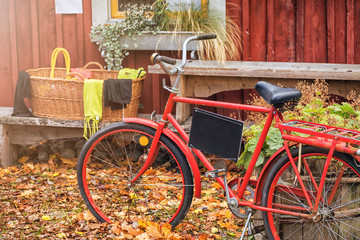 Fototapeta na wymiar Local Fruit and vegetable market with old bike old school details