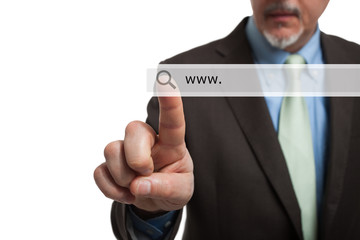 Man clicking a search button