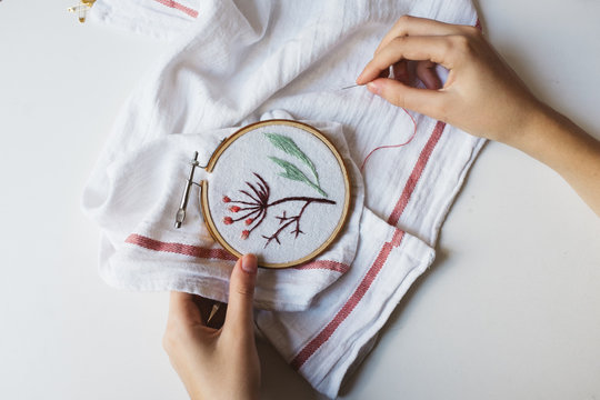 Woman Doing Embroidery Work