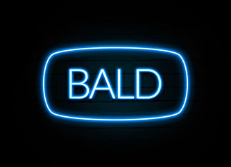 Bald  - colorful Neon Sign on brickwall