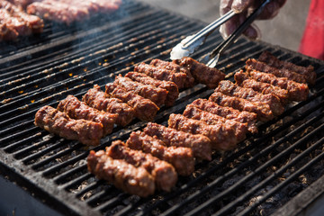 Romanian food, grilled meat rolls called mititei or mici