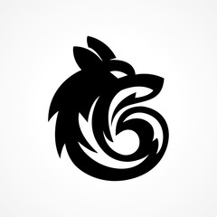 wolf head silhouette logo with circle shape