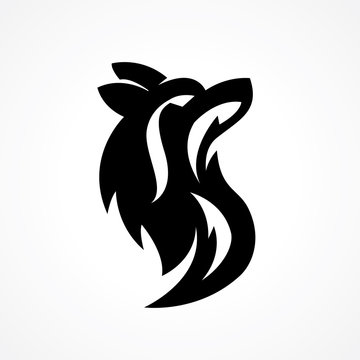 wolf head silhouette logo in letter S