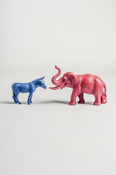 United States Democratic Donkey and Elephant Meet Face to Face