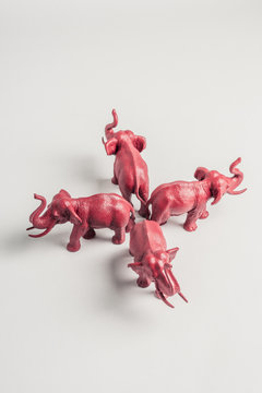 United States Republican Elephants Walking in Opposing Directions