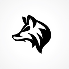 elegant modern wolf head logo with neck hair