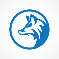 blue elegant wolf logo in circle