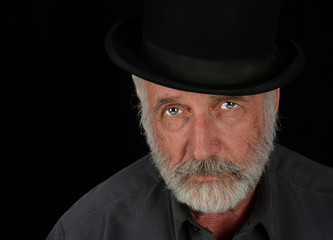 Handsome Elderly man on Black