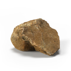 Large rock stone isolated on a white background 3d rendering