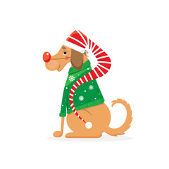 Cartoon christmas dog