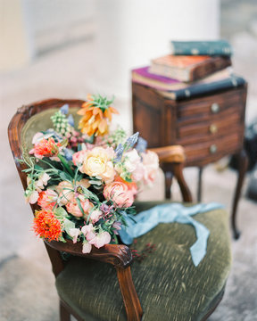 Film photo of wedding bouquet
