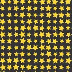 Nice cartoon star pattern with different stars icons on dark background