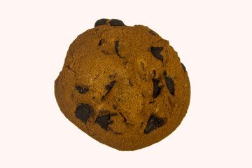 Chocolate chip cookie isolated on white background