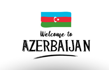 welcome to azerbaijan country flag logo card banner design poster