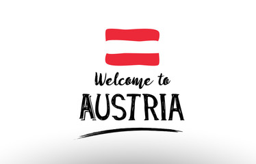 welcome to austria country flag logo card banner design poster
