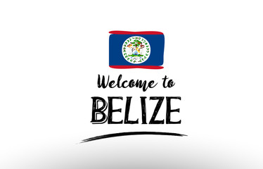 welcome to belize country flag logo card banner design poster