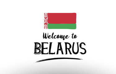 welcome to belarus country flag logo card banner design poster