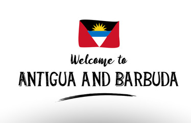 welcome to antigua and barbuda country flag logo card banner design poster