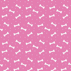 Seamless pattern with bones for dog on the pink background.