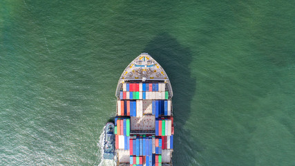 container,container ship in import export and business logistic,By crane,Trade Port , Shipping,cargo to harbor.Aerial view,Water transport,International,Shell Marine,transportation,logistic,trade,port