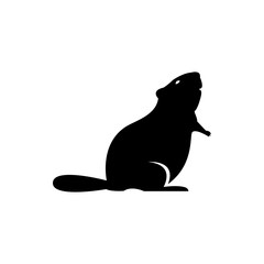 Vector beaver silhouette view side for retro logos, emblems, badges, labels template vintage design element. Isolated on white background - obrazy, fototapety, plakaty