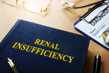 Book about renal insufficiency and diagnosis form.