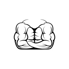 Vector fitness body for logos, emblems, badges, labels template and t-shirt vintage design element. Isolated on white background