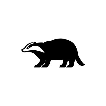Vector badger silhouette view side for retro logos, emblems, badges, labels template vintage design element. Isolated on white background