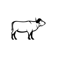 Vector african buffalo silhouette view side for retro logos, emblems, badges, labels template vintage design element. Isolated on white background
