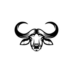 Vector african buffalo head, face  for retro hipster logos, emblems, badges, labels template and t-shirt vintage design element. Isolated on white background