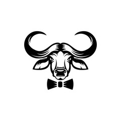 Vector african buffalo head, face  for retro hipster logos, emblems, badges, labels template and t-shirt vintage design element. Isolated on white background