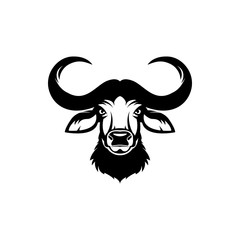 Vector african buffalo head, face  for retro hipster logos, emblems, badges, labels template and t-shirt vintage design element. Isolated on white background