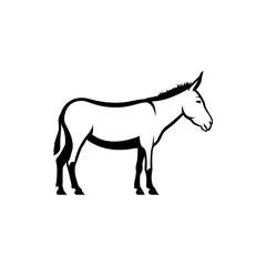 Vector donkey silhouette view side for retro logos, emblems, badges, labels template vintage design element. Isolated on white background