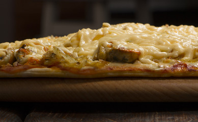 pizza top view with copy space