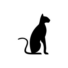 Vector cat silhouette view side for retro logos, emblems, badges, labels template vintage design element. Isolated on white background