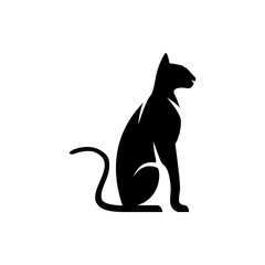 Vector cat silhouette view side for retro logos, emblems, badges, labels template vintage design element. Isolated on white background