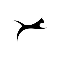 Vector cat silhouette view side for retro logos, emblems, badges, labels template vintage design element. Isolated on white background