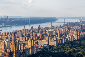 Aerial View of Upper West and George Washington Bridge in Manhattan, NY, USA