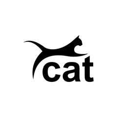 Vector cat silhouette view side for retro logos, emblems, badges, labels template vintage design element. Isolated on white background