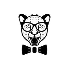 Vector cheetah head, face  for retro hipster logos, emblems, badges, labels template and t-shirt vintage design element. Isolated on white background