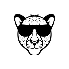 Vector cheetah head, face  for retro hipster logos, emblems, badges, labels template and t-shirt vintage design element. Isolated on white background