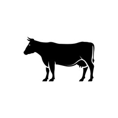Vector cow silhouette view side for retro logos, emblems, badges, labels template vintage design element. Isolated on white background