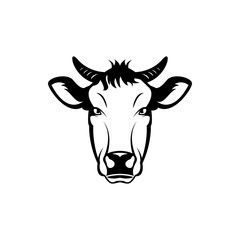 Vector cow head, face  for retro hipster logos, emblems, badges, labels template and t-shirt vintage design element. Isolated on white background