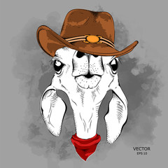 Naklejka premium a deer in a cowboy hat. vector illustration