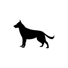 Vector dog silhouette view side for retro logos, emblems, badges, labels template vintage design element. Isolated on white background