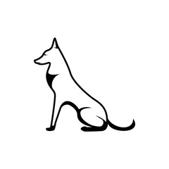 Vector dog silhouette view side for retro logos, emblems, badges, labels template vintage design element. Isolated on white background