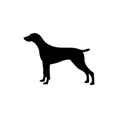 Vector dog silhouette view side for retro logos, emblems, badges, labels template vintage design element. Isolated on white background